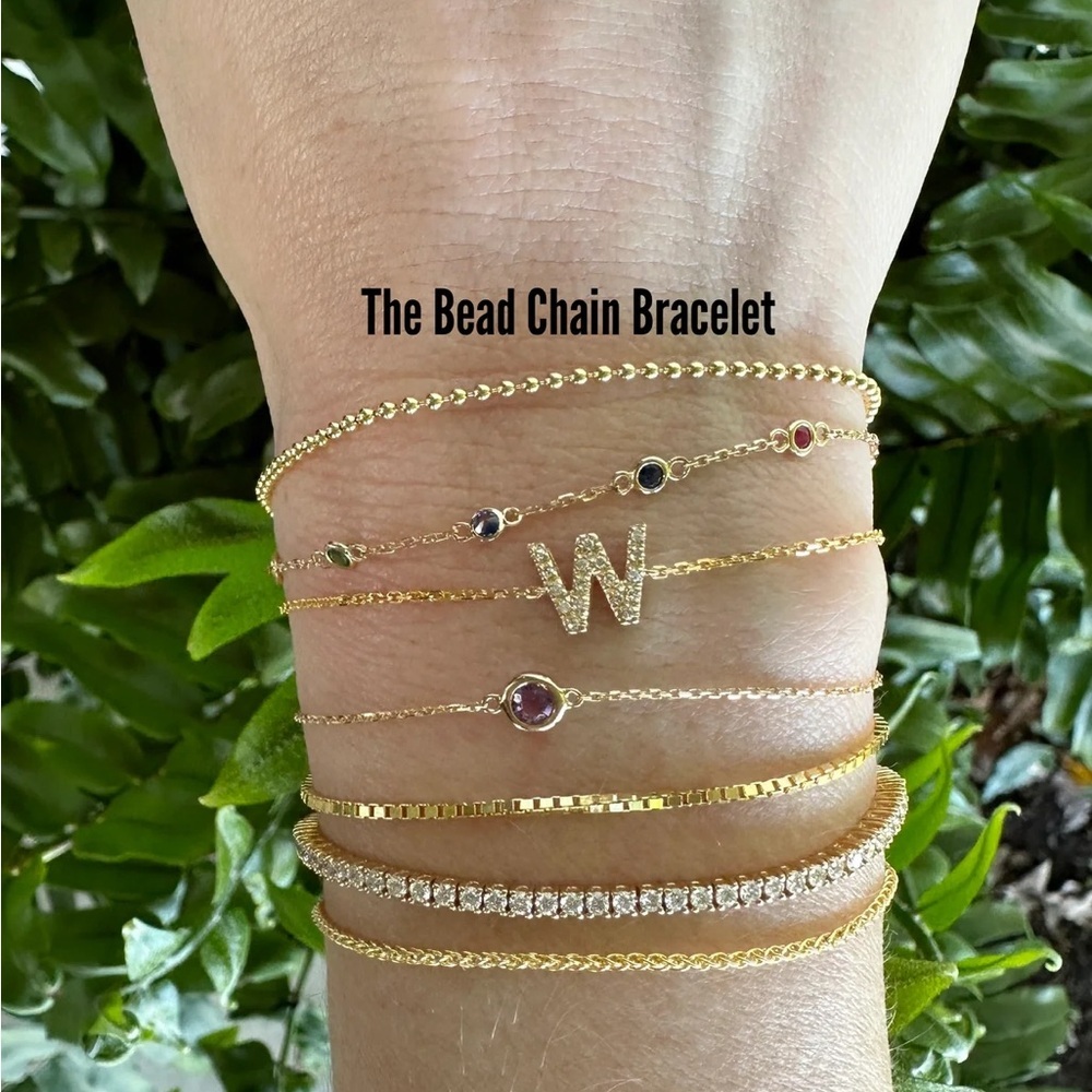 NEW 14K Gold THE BEAD CHAIN BRACELET - Picture 3 of 5